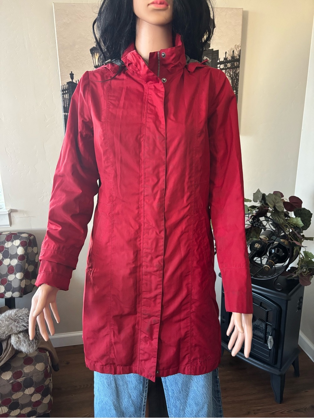 Eddie Bauer Red Lightweight Trench Coat
